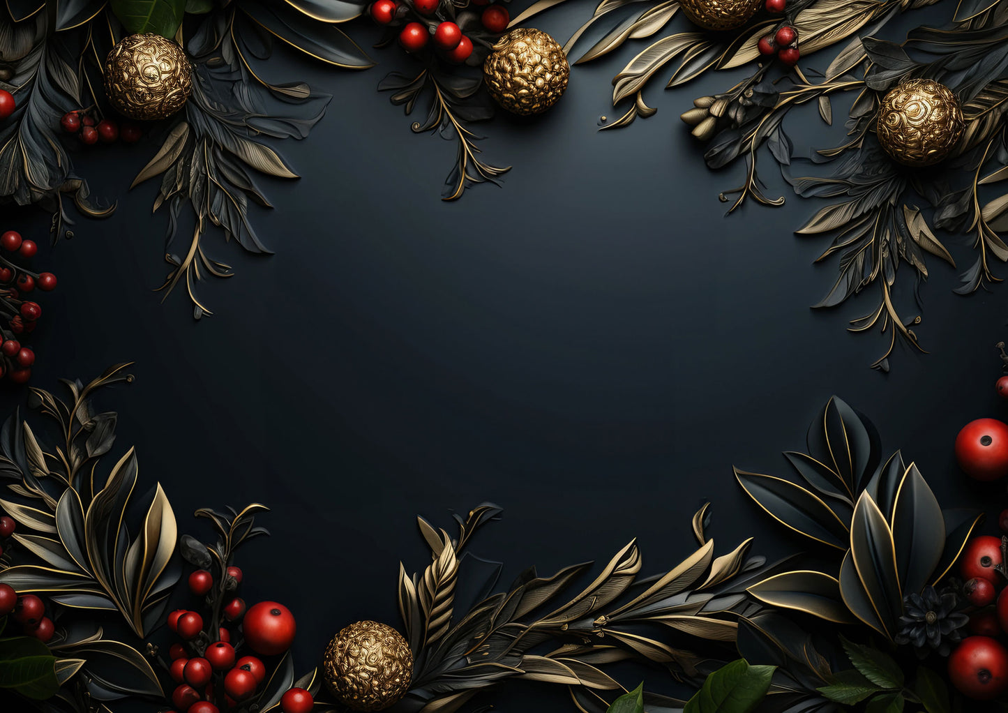Luxe Engraved Evergreen & Berries Customizable Image