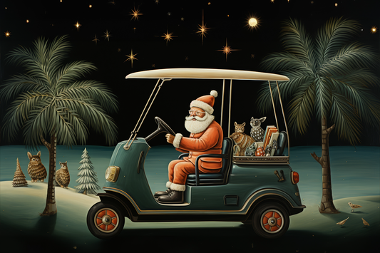 Tropical Beach Golfing Santa On The Loose