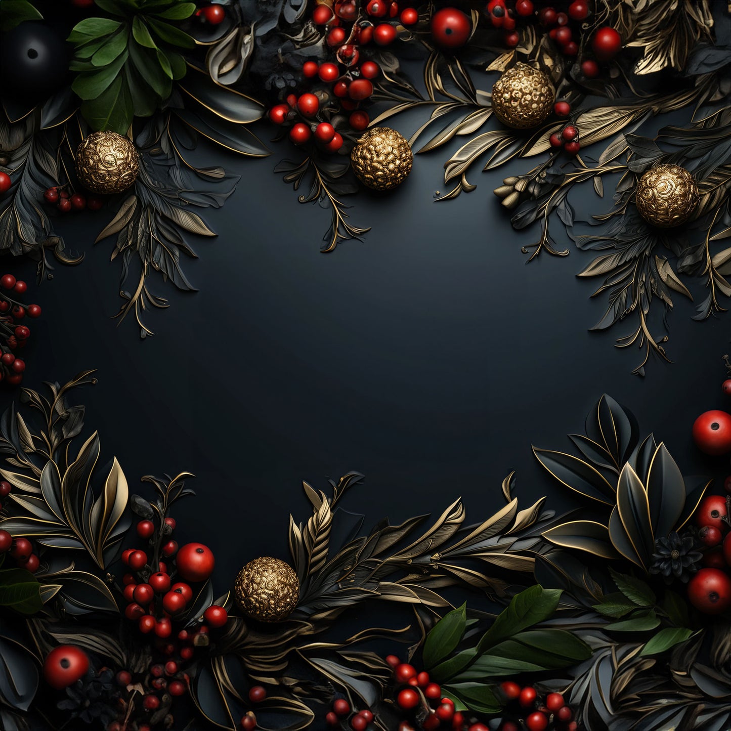 Luxe Engraved Evergreen & Berries Customizable Card