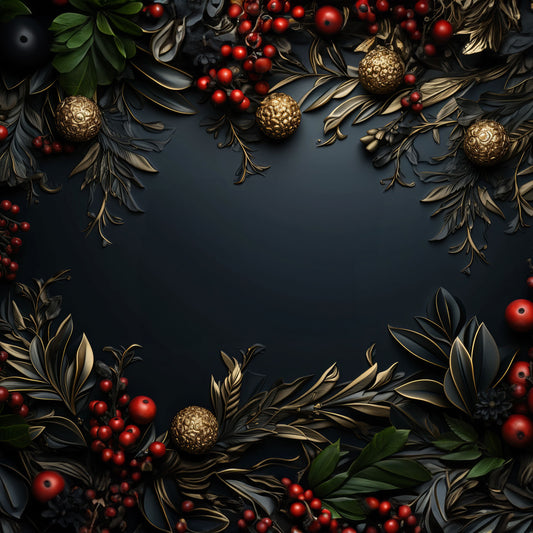 Luxe Engraved Evergreen & Berries Customizable Image