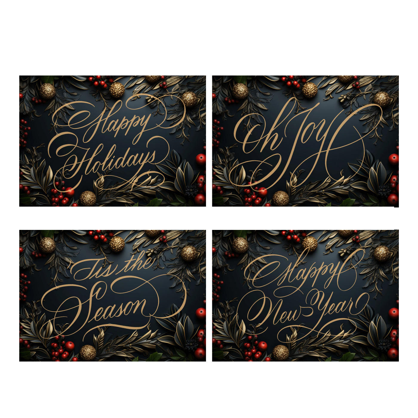 Luxe Engraved Evergreen & Berries Customizable Card