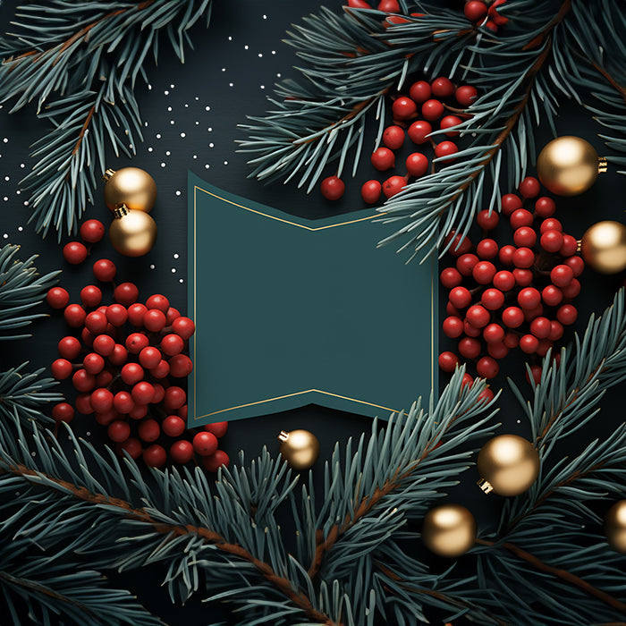 Luxe Evergreen & Ornaments Bowtie Digital Download