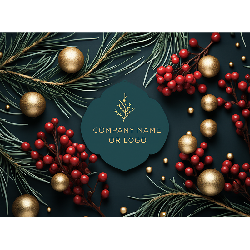 Customizable Front Business Logo Holiday Card