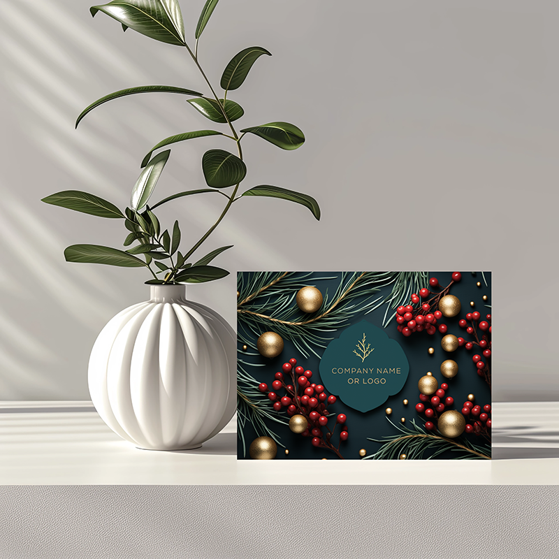 Customizable Front Business Logo Holiday Card