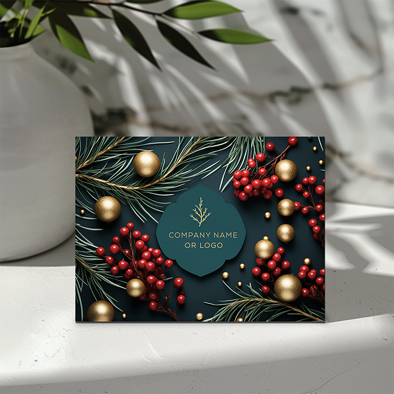 Customizable Front Business Logo Holiday Card