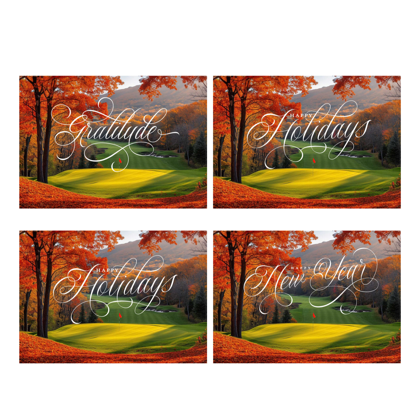 Golf Fairway In Fall Autumn Landscape Card