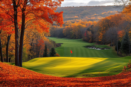 Golf Fairway In Fall Autumn Landscape