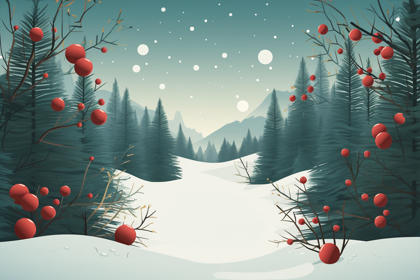 Winter Red Berry Landscape Forest Snow