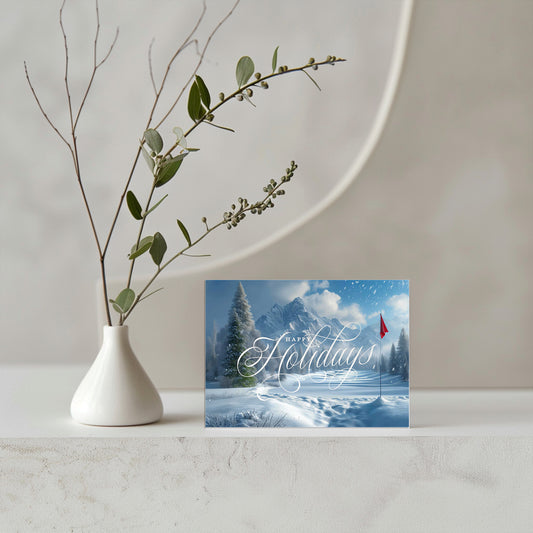 Snowy Mountain Golf Course Holiday Card