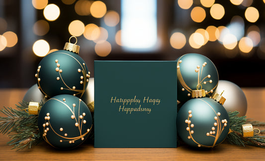 Luxe Ornaments & Evergreen Desktop Scene