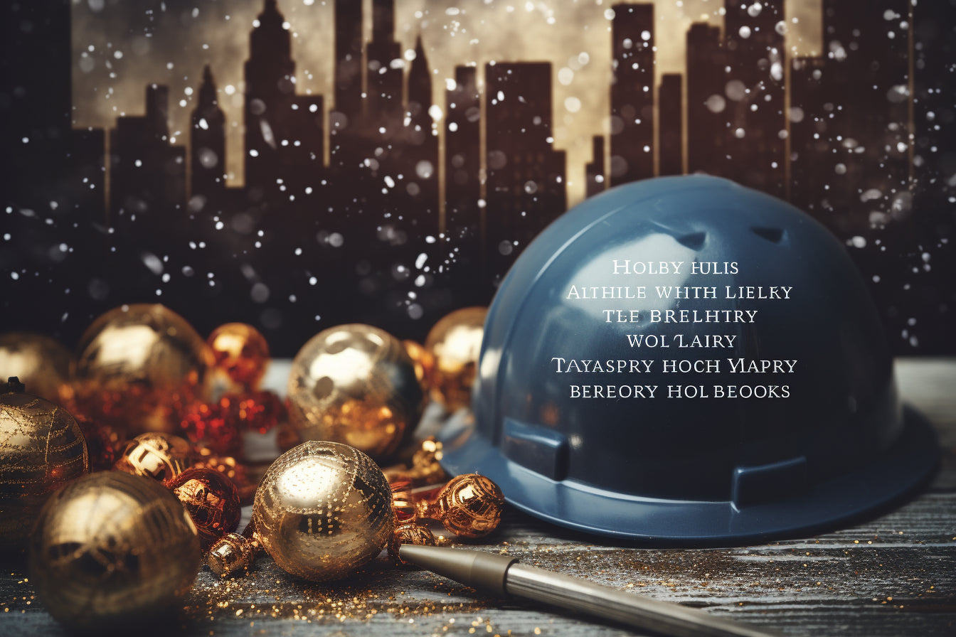 Construction Holiday Hard Hat & City Skyline